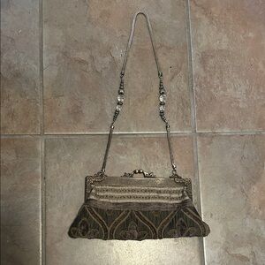 Elegant Brown Clutch with Chain Strap